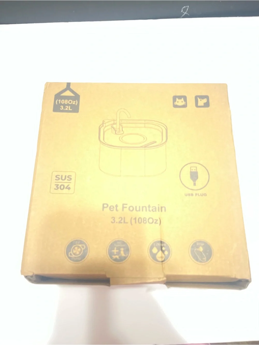 Silver Pet Water Fountain with Blue LED